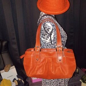 Coach Bold Orange Leather Shoulder Bag